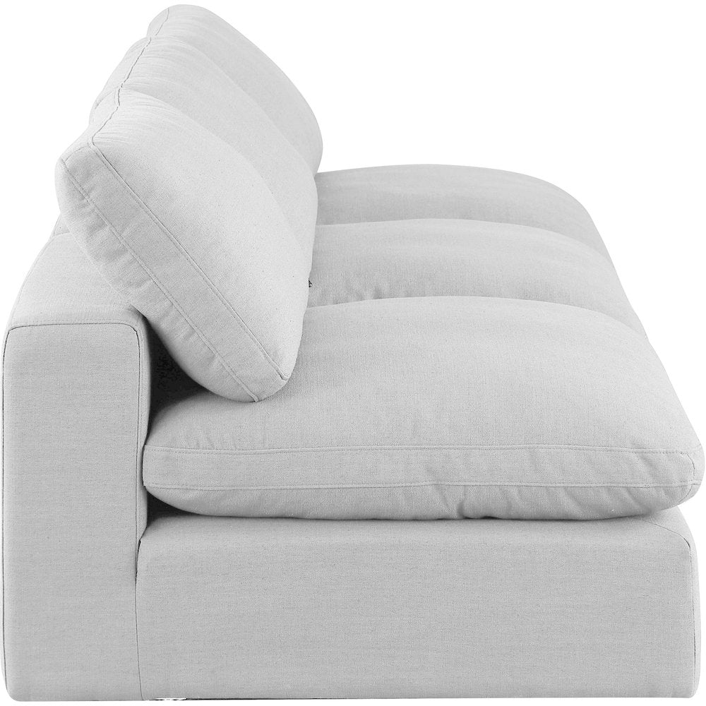 Comfy White Linen Textured Fabric Modular Sofa