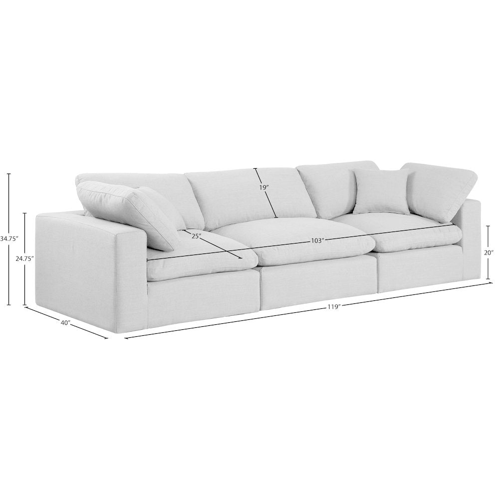 Comfy White Linen Textured Fabric Modular Sofa