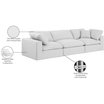 Comfy White Linen Textured Fabric Modular Sofa
