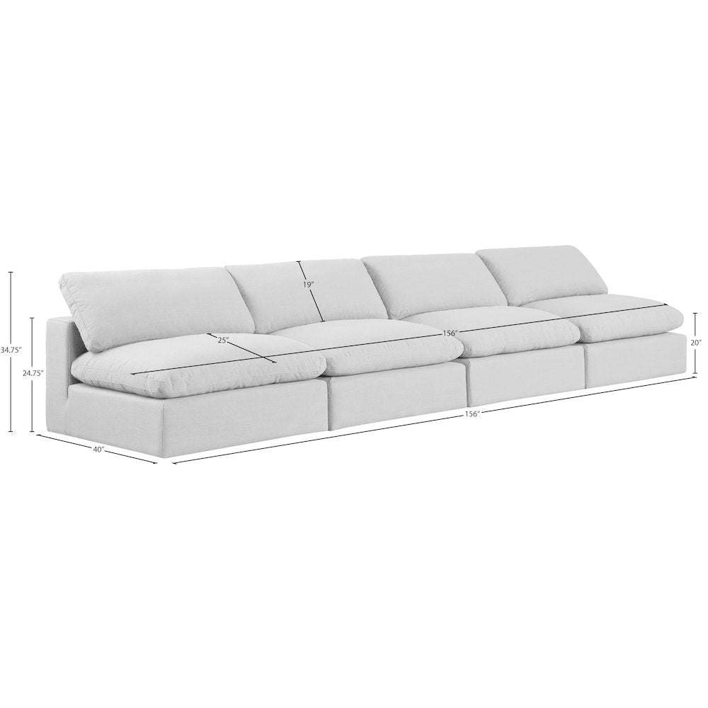 Comfy White Linen Textured Fabric Modular Sofa