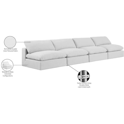 Comfy White Linen Textured Fabric Modular Sofa
