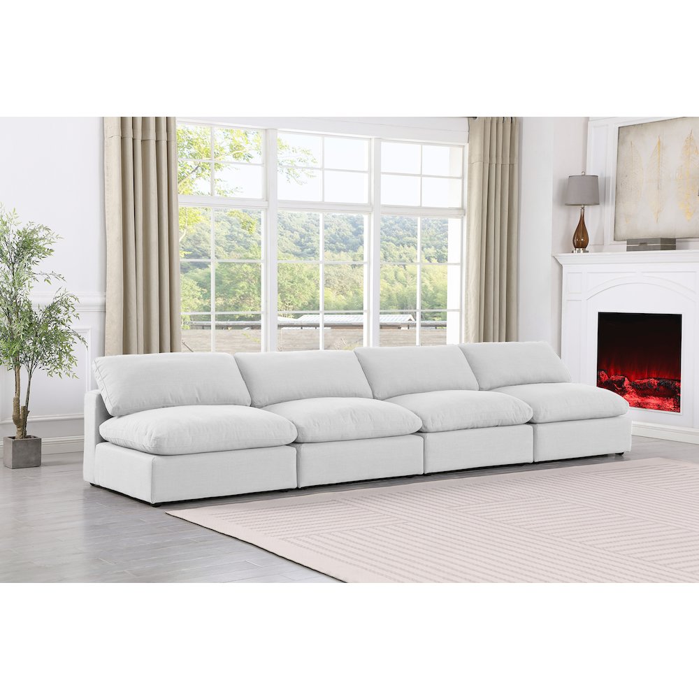 Comfy White Linen Textured Fabric Modular Sofa