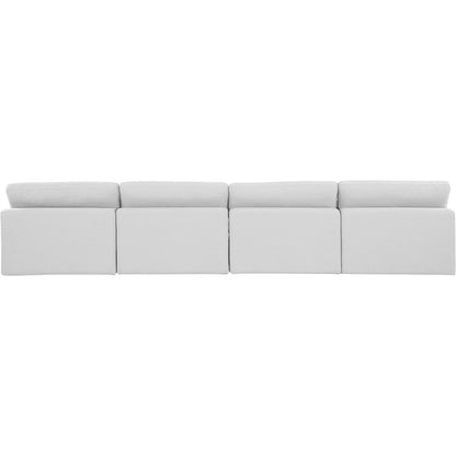 Comfy White Linen Textured Fabric Modular Sofa