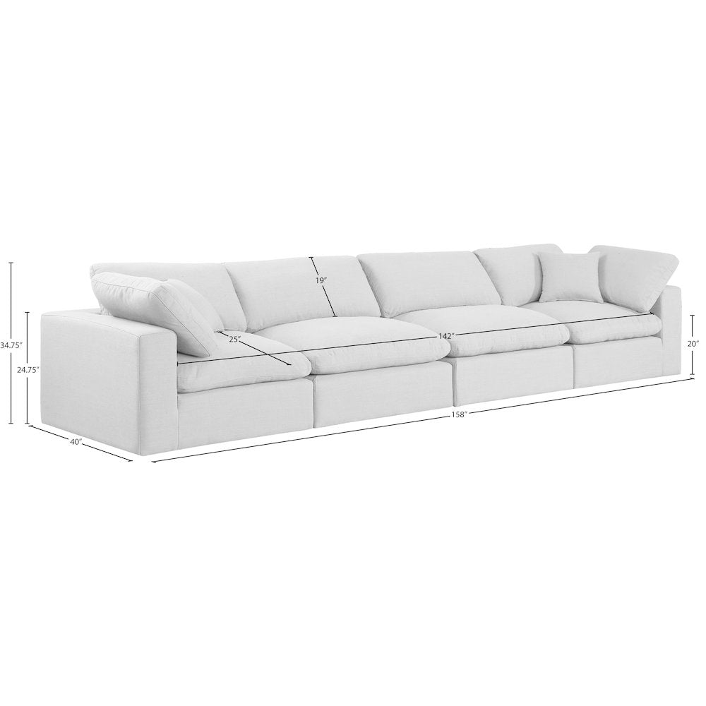 Comfy White Linen Textured Fabric Modular Sofa
