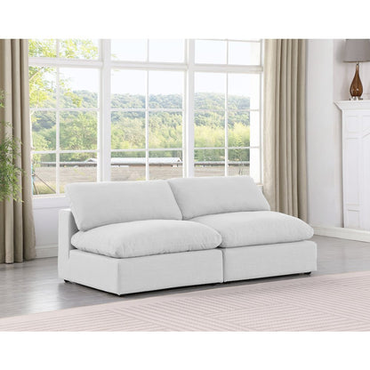 Comfy White Linen Textured Fabric Modular Sofa