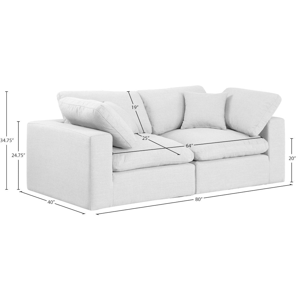 Comfy White Linen Textured Fabric Modular Sofa