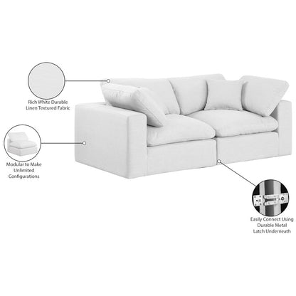 Comfy White Linen Textured Fabric Modular Sofa