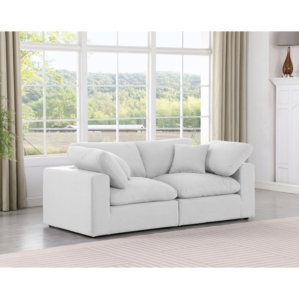 Comfy White Linen Textured Fabric Modular Sofa