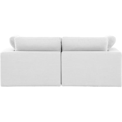 Comfy White Linen Textured Fabric Modular Sofa
