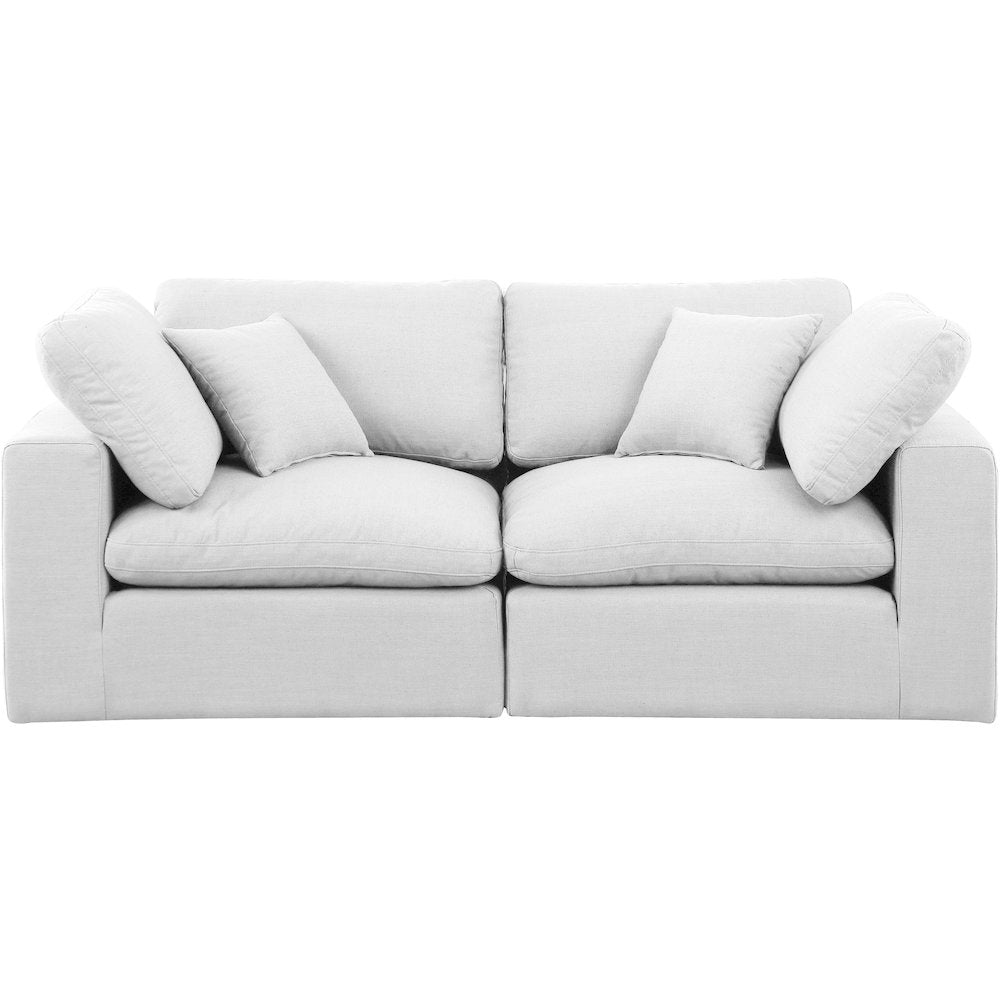 Comfy White Linen Textured Fabric Modular Sofa