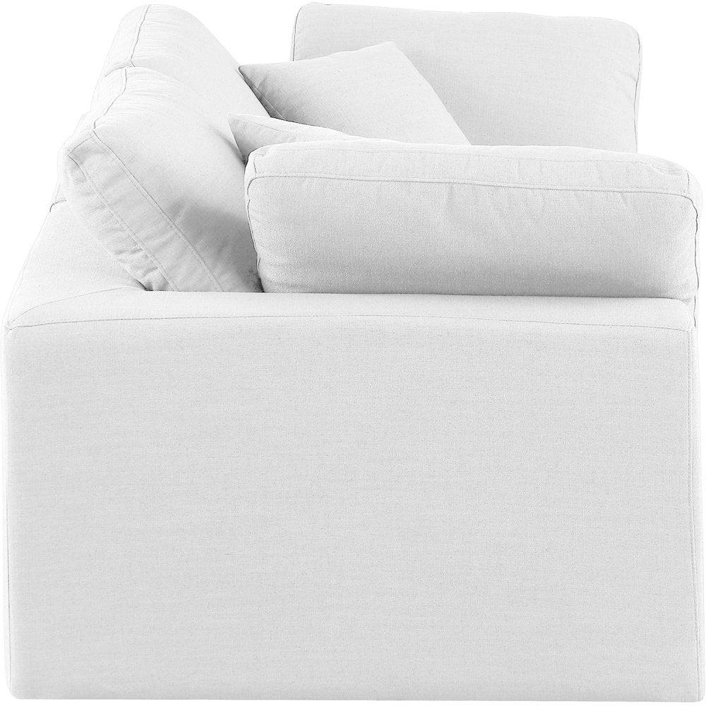 Comfy White Linen Textured Fabric Modular Sofa