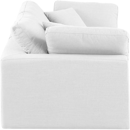 Comfy White Linen Textured Fabric Modular Sofa