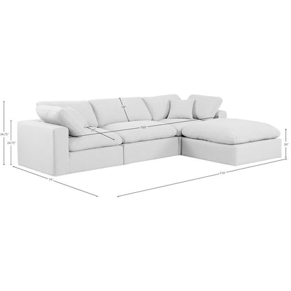 Comfy White Linen Textured Fabric Modular Sectional