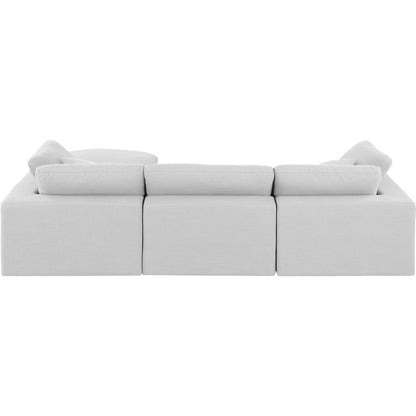 Comfy White Linen Textured Fabric Modular Sectional