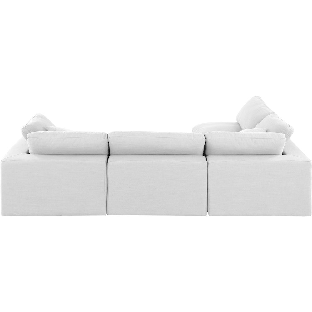 Comfy White Linen Textured Fabric Modular Sectional