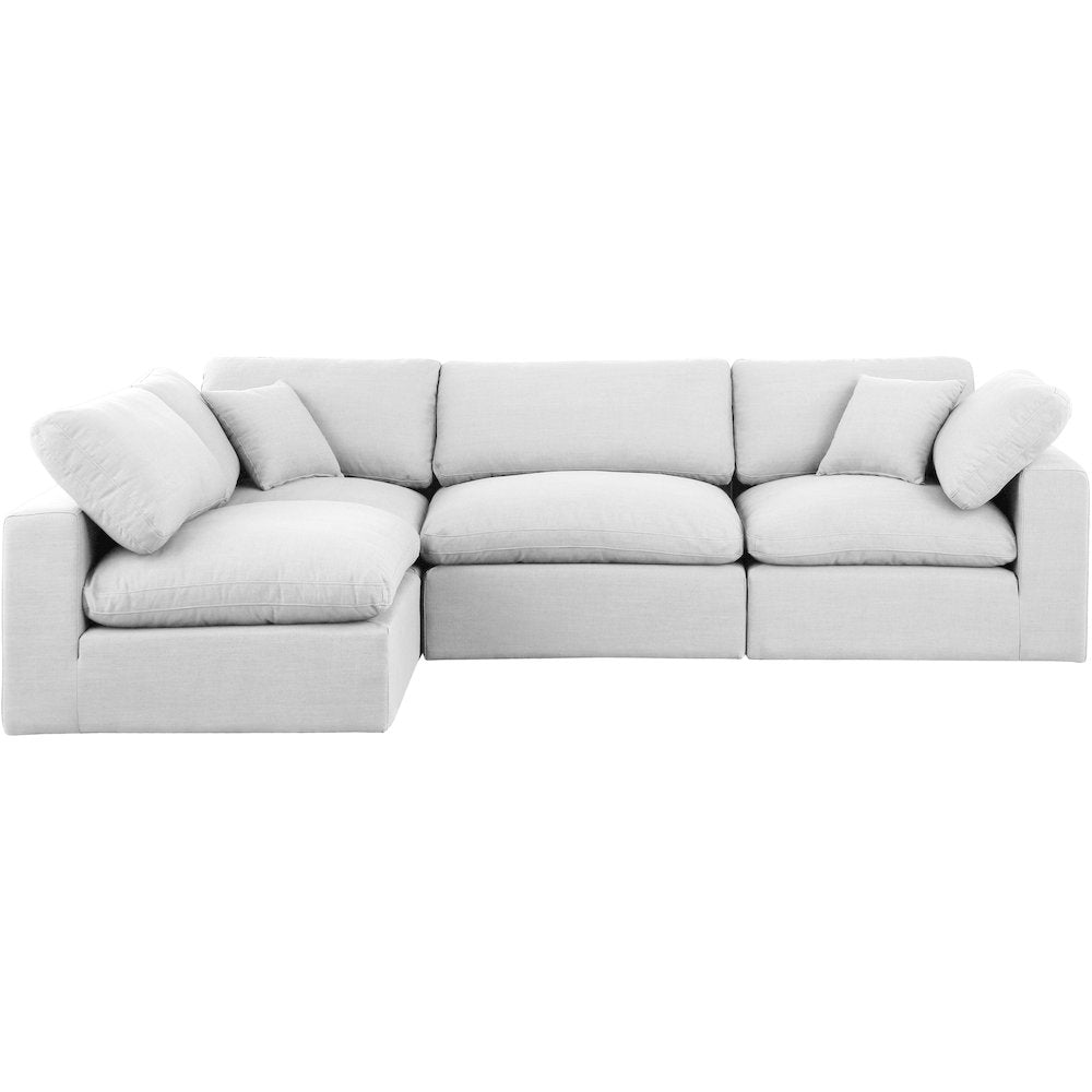 Comfy White Linen Textured Fabric Modular Sectional