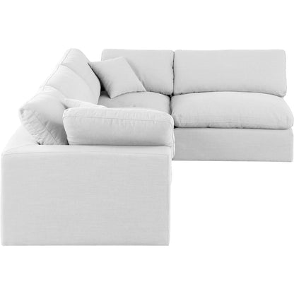 Comfy White Linen Textured Fabric Modular Sectional