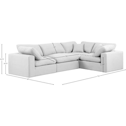 Comfy White Linen Textured Fabric Modular Sectional