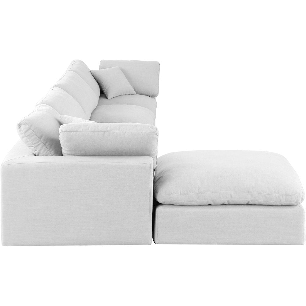 Comfy White Linen Textured Fabric Modular Sectional