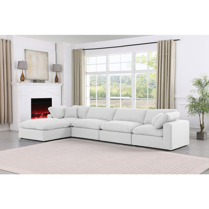 Comfy White Linen Textured Fabric Modular Sectional