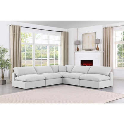 Comfy White Linen Textured Fabric Modular Sectional