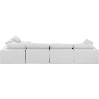 Comfy White Linen Textured Fabric Modular Sectional