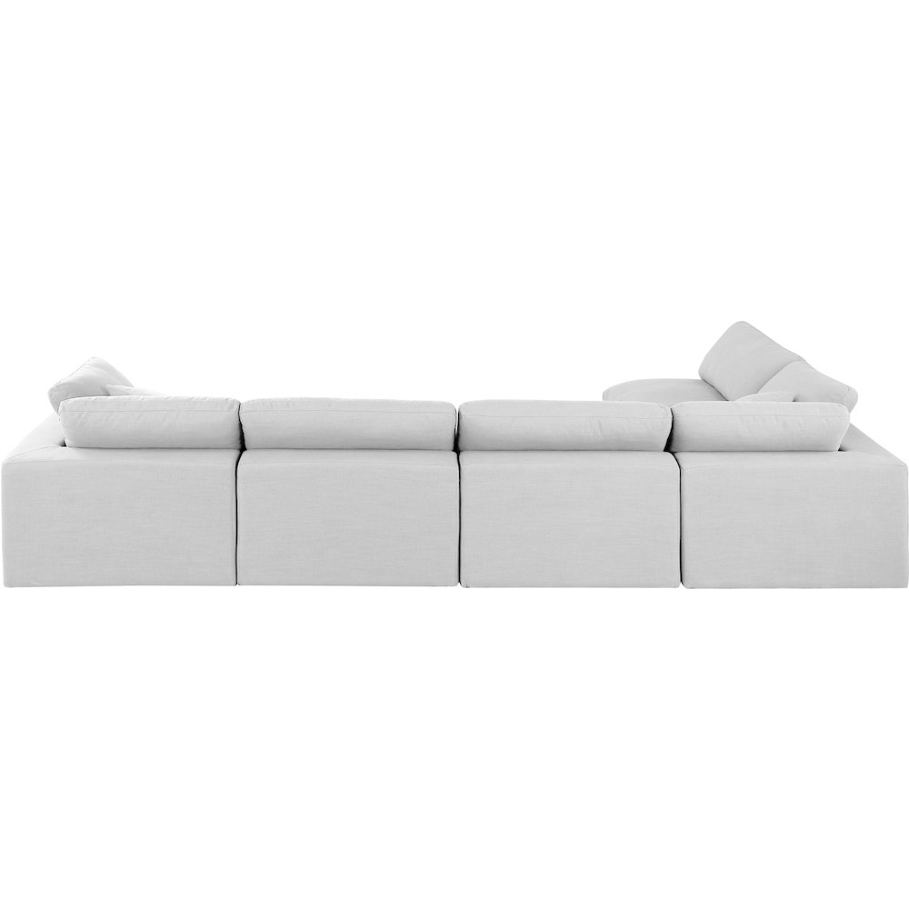 Comfy White Linen Textured Fabric Modular Sectional