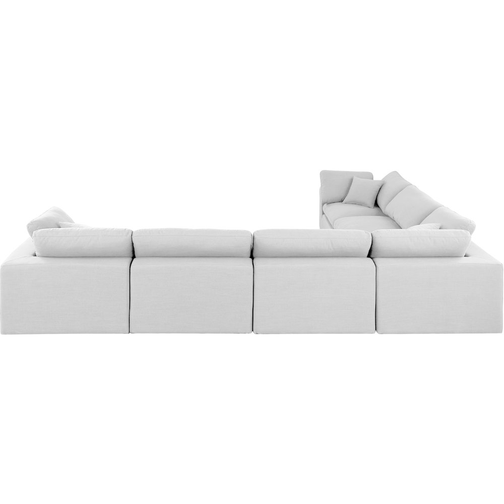 Comfy White Linen Textured Fabric Modular Sectional