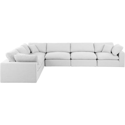 Comfy White Linen Textured Fabric Modular Sectional
