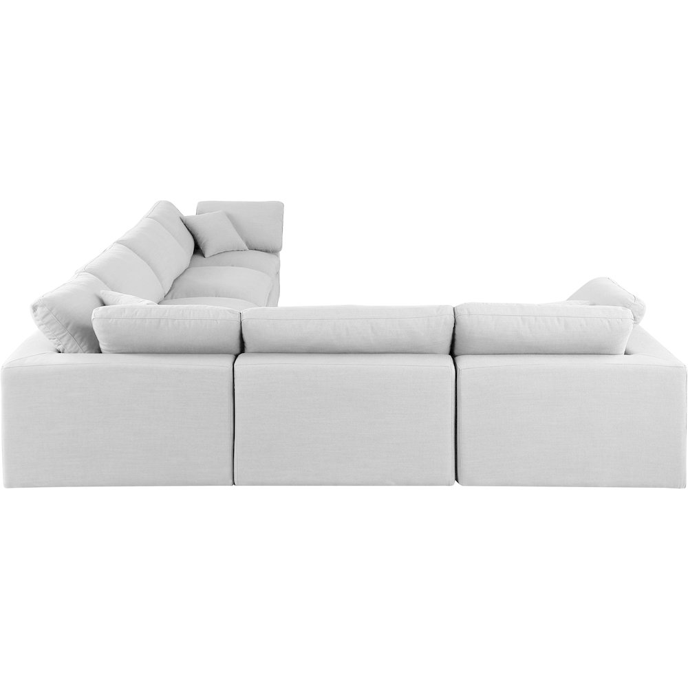 Comfy White Linen Textured Fabric Modular Sectional