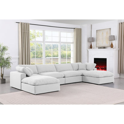 Comfy White Linen Textured Fabric Modular Sectional