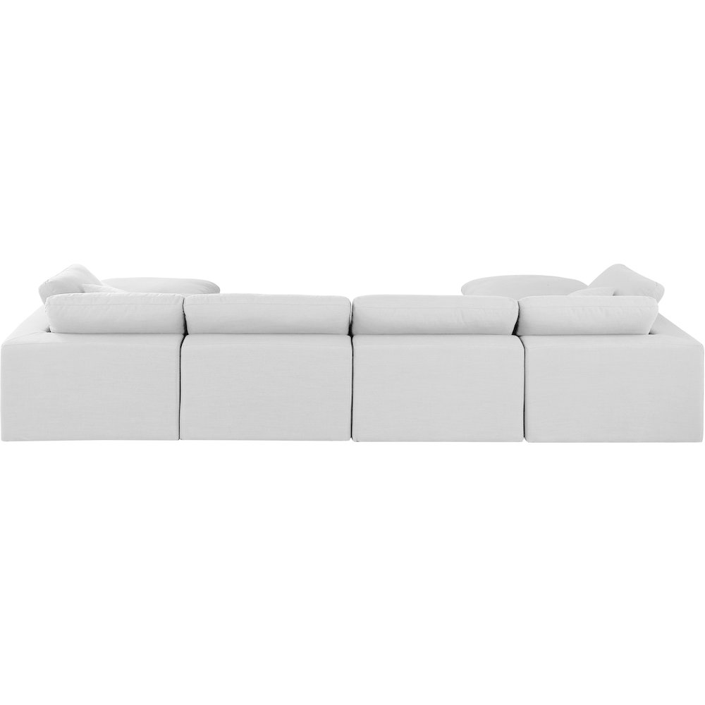 Comfy White Linen Textured Fabric Modular Sectional