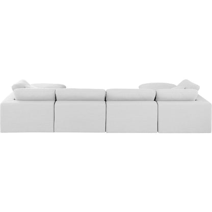 Comfy White Linen Textured Fabric Modular Sectional