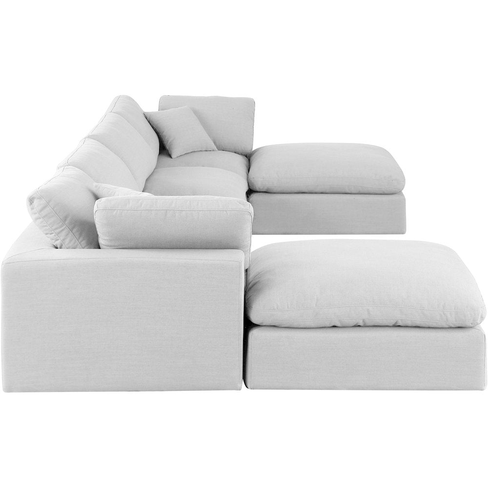 Comfy White Linen Textured Fabric Modular Sectional