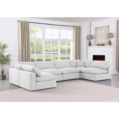 Comfy White Linen Textured Fabric Modular Sectional