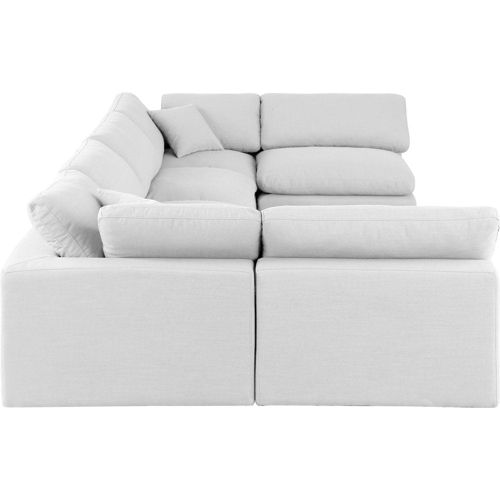 Comfy White Linen Textured Fabric Modular Sectional