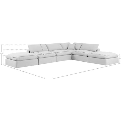 Comfy White Linen Textured Fabric Modular Sectional