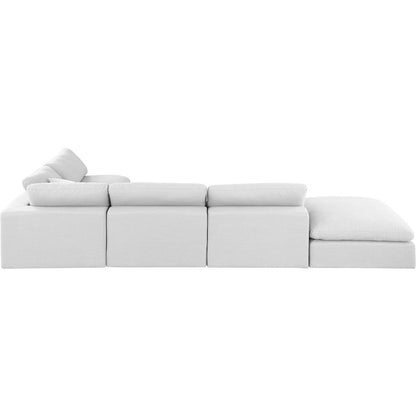 Comfy White Linen Textured Fabric Modular Sectional