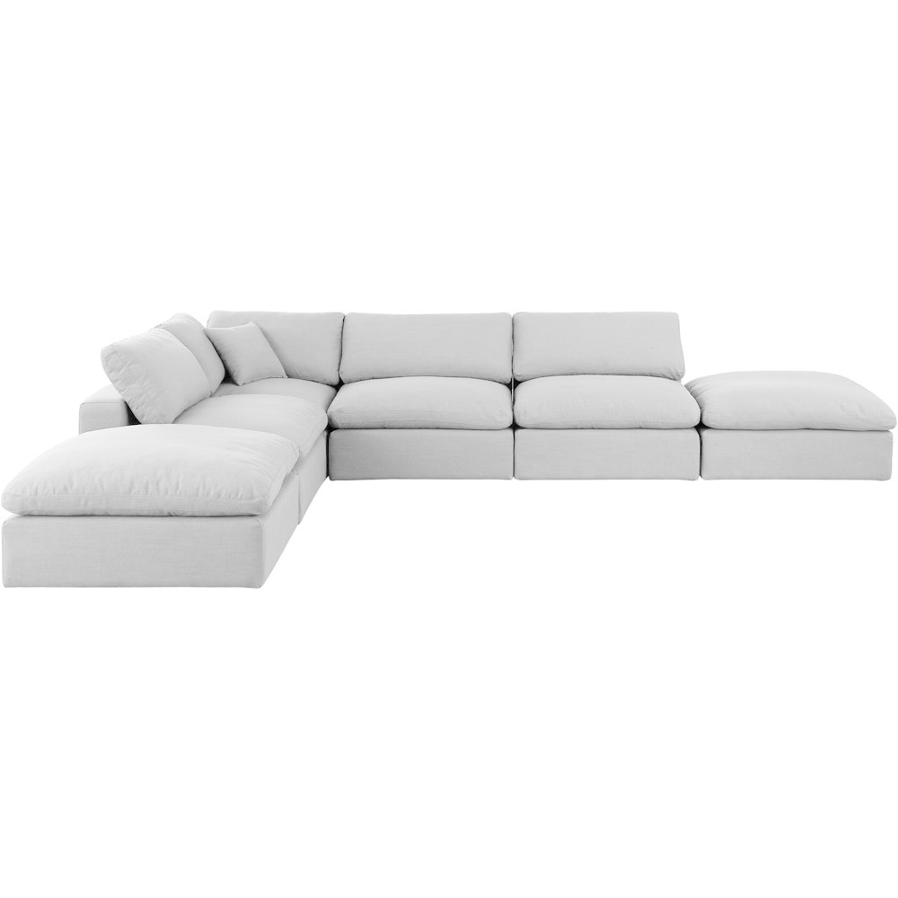 Comfy White Linen Textured Fabric Modular Sectional