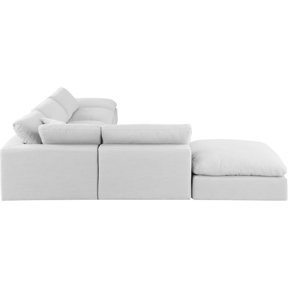 Comfy White Linen Textured Fabric Modular Sectional