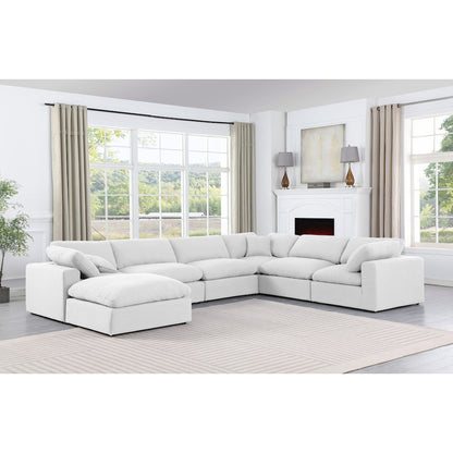 Comfy White Linen Textured Fabric Modular Sectional