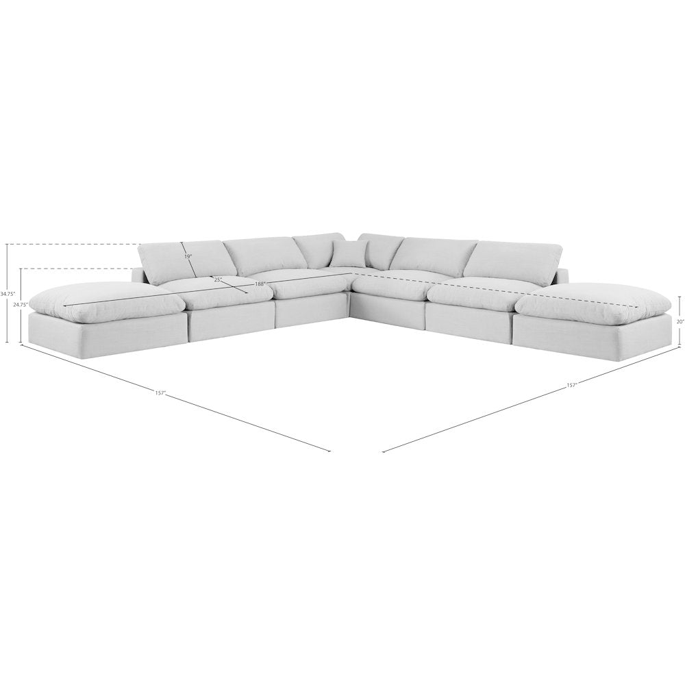 Comfy White Linen Textured Fabric Modular Sectional