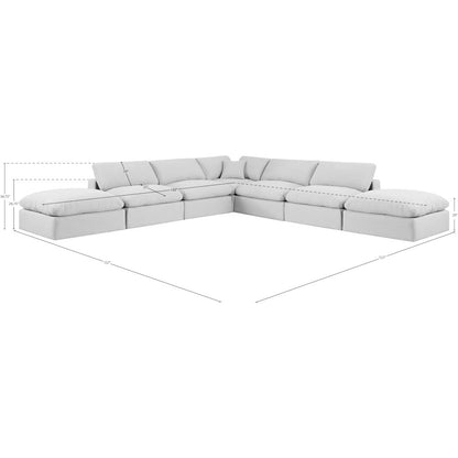 Comfy White Linen Textured Fabric Modular Sectional