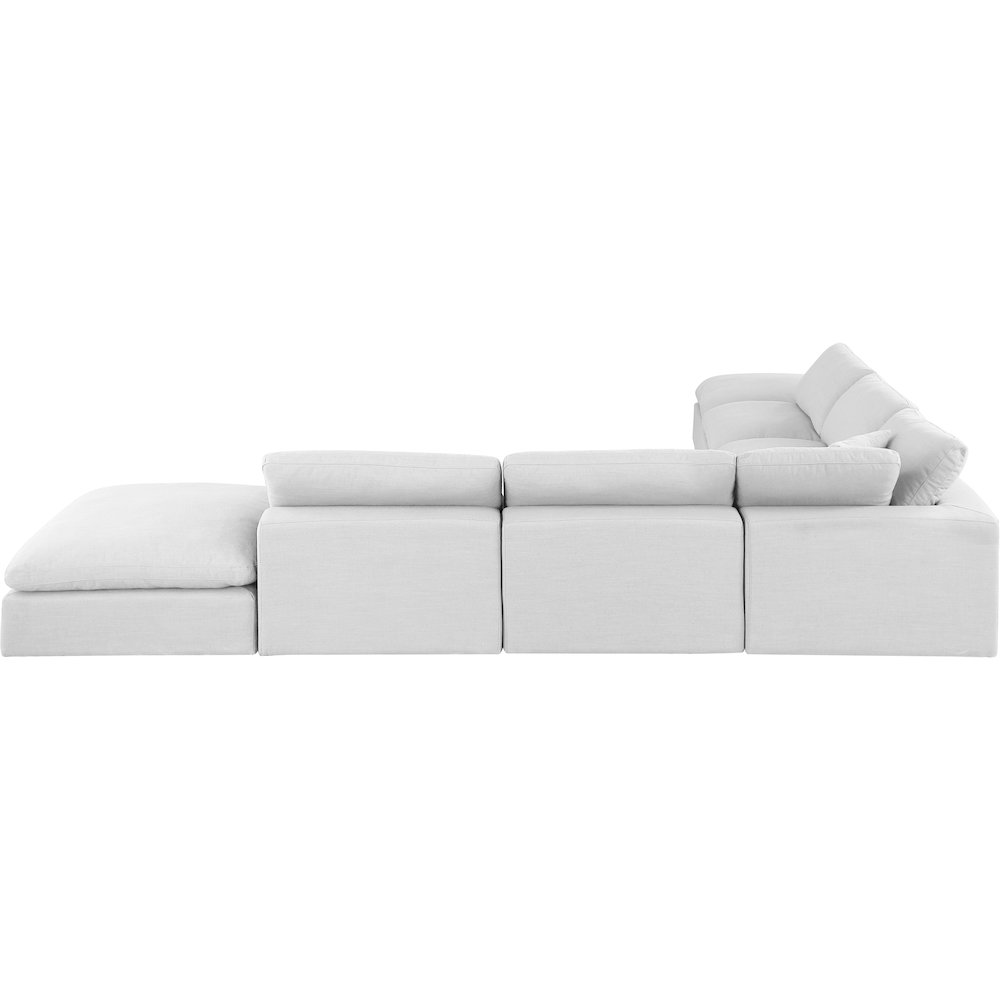 Comfy White Linen Textured Fabric Modular Sectional