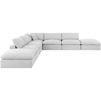 Comfy White Linen Textured Fabric Modular Sectional