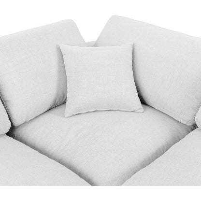 Comfy White Linen Textured Fabric Modular Sectional