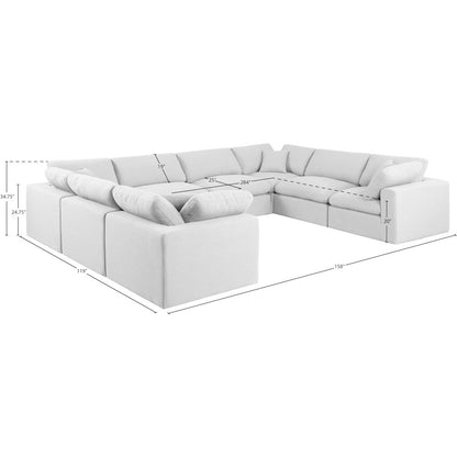 Comfy White Linen Textured Fabric Modular Sectional