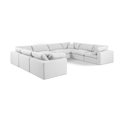 Comfy White Linen Textured Fabric Modular Sectional