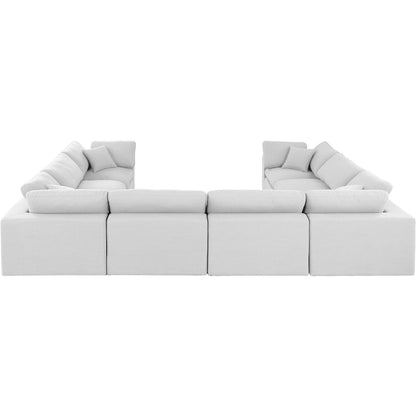 Comfy White Linen Textured Fabric Modular Sectional