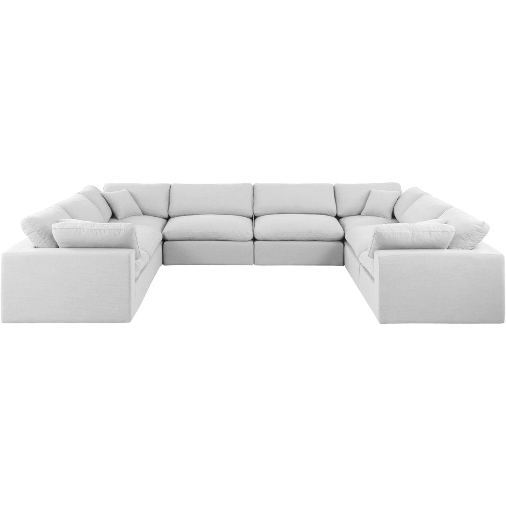 Comfy White Linen Textured Fabric Modular Sectional
